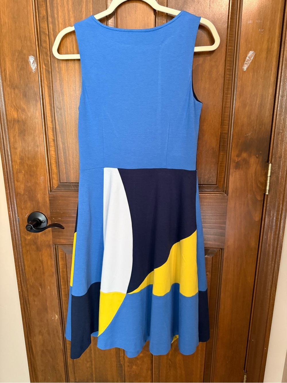 Boden Colorblock Fit-and-Flare Dress - Blue, Navy, White, Yellow - Picture 3 of 8